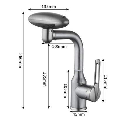 Robinet mitigeur cuisine évier tête rotative fontaine cascade - Argenté