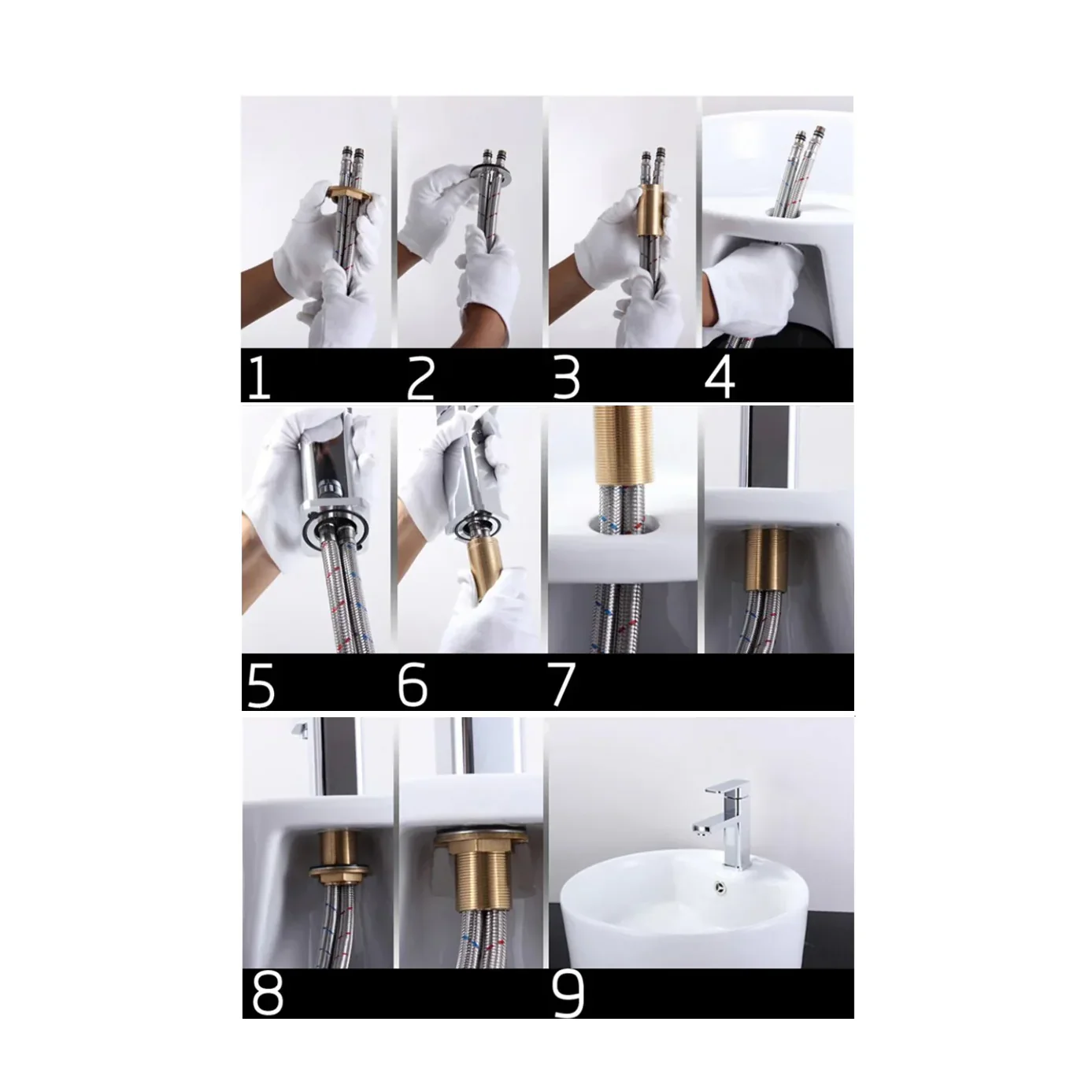 Robinet baignoire salle de bain cascade douchette - Doré - Laiton