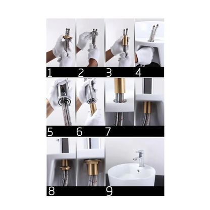 Robinet baignoire salle de bain cascade douchette - Blanc - Laiton