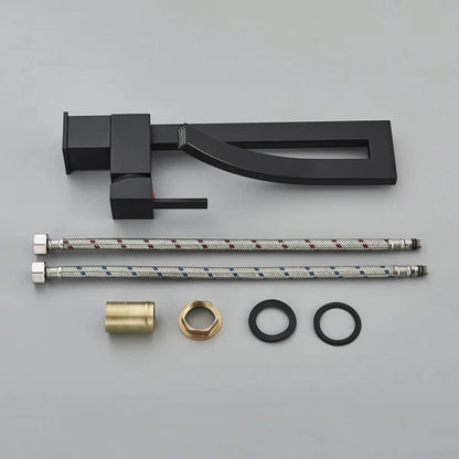 Robinet mitigeur lavabo salle de bain haut design - Noir - Laiton