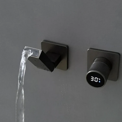 Robinet mitigeur salle de bain lavabo mural encastrable pivotant - Argenté - Laiton