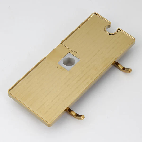 Robinet mitigeur salle de bain baignoire douche - Blanc Doré (fond gris)