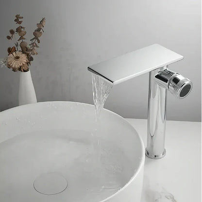 Robinet mitigeur moderne bec plat - Argenté - Laiton