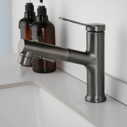 Robinet mitigeur lavabo salle de bain deux jets - Argenté - Laiton