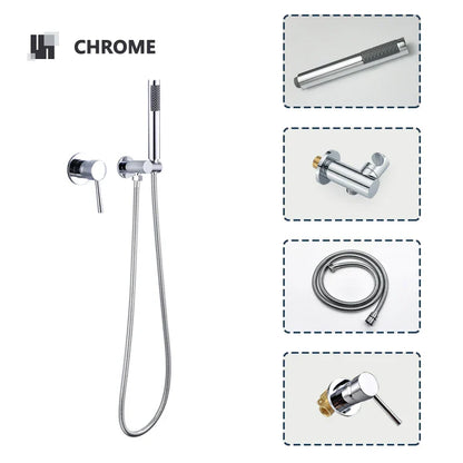 Robinet mitigeur douche salle de bain douchette rond - Argenté - Laiton