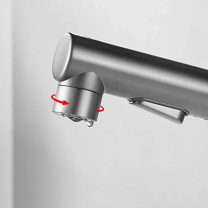 Robinet mitigeur lavabo salle de bain deux jets - Argenté - Laiton