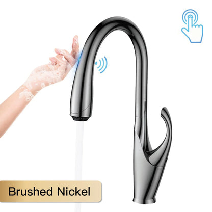 Robinet mitigeur évier cuisine design moderne flexible douchette - Noir / Argenté - Laiton