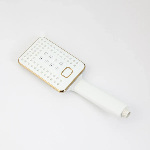 Robinet mitigeur salle de bain baignoire douche - Blanc Doré (fond gris)