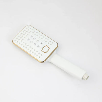 Robinet mitigeur salle de bain baignoire douche - Blanc Doré (fond gris)