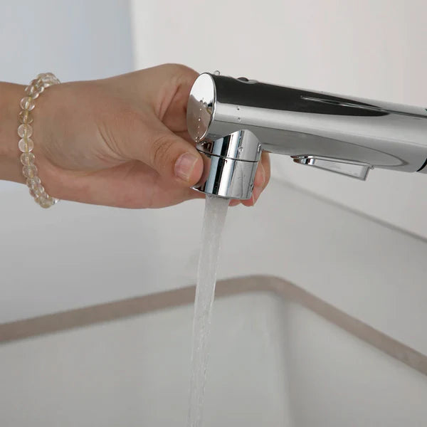 Robinet mitigeur lavabo salle de bain deux jets - Argenté - Laiton