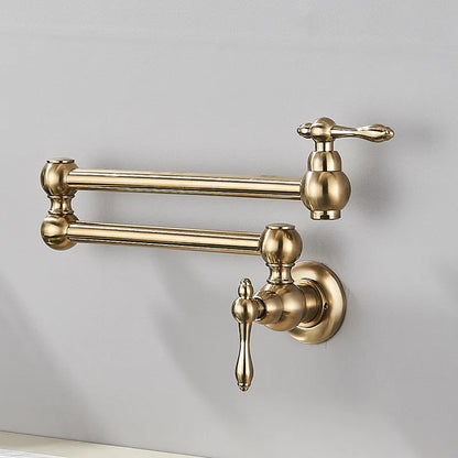 Robinet mitigeur cuisine évier rabattable rétro mural encastrable - Doré - Laiton