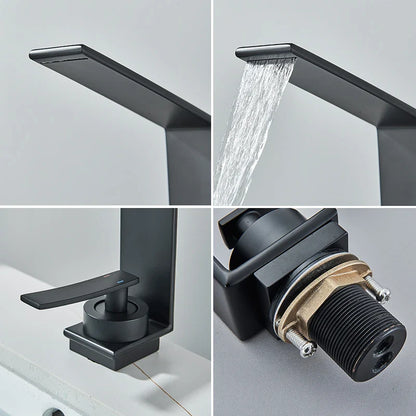 Robinet mitigeur design lavabo salle de bain cascade - Doré - Laiton