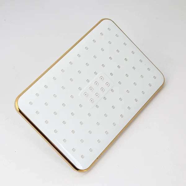 Robinet mitigeur salle de bain baignoire douche - Blanc Doré (fond gris)