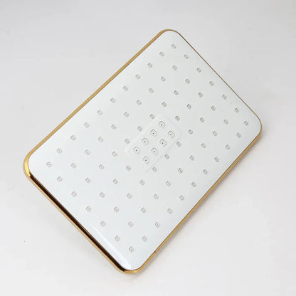 Robinet mitigeur salle de bain baignoire douche - Blanc Doré (fond gris)