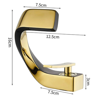 Robinet mitigeur design incurvé cascade - Noir mat - Laiton