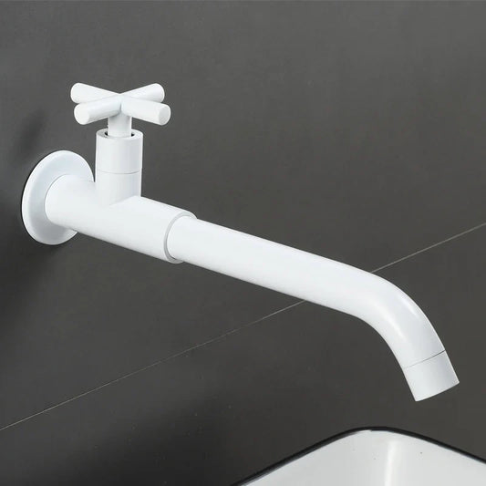 Robinet mitigeur évier cuisine mural encastrable eau froide poignée croix - Blanc (img-fond-gris)