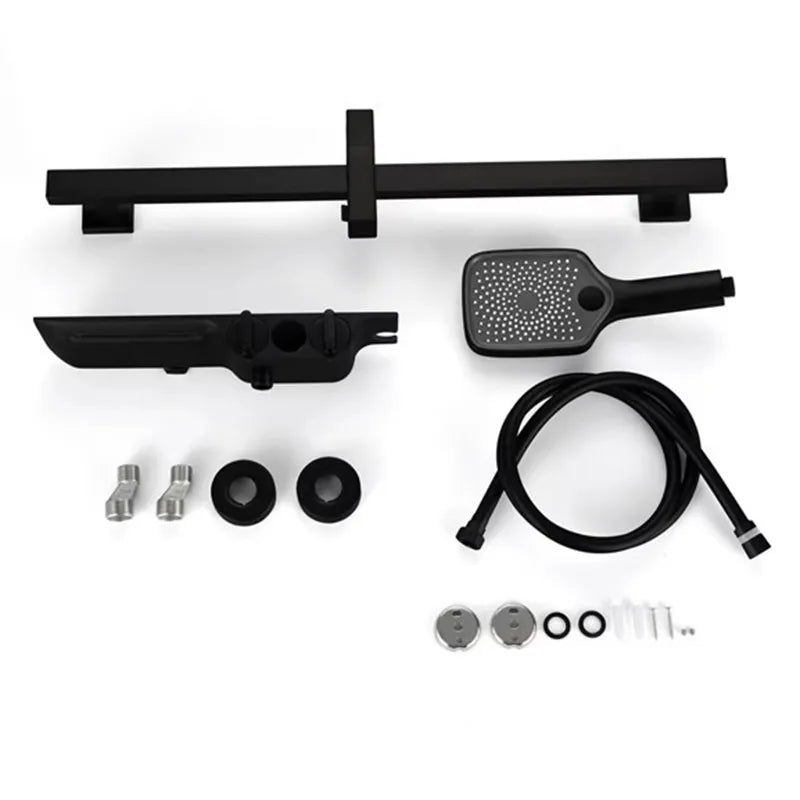 Robinet baignoire salle de bain cascade douchette affichage numérique - Noir - Laiton