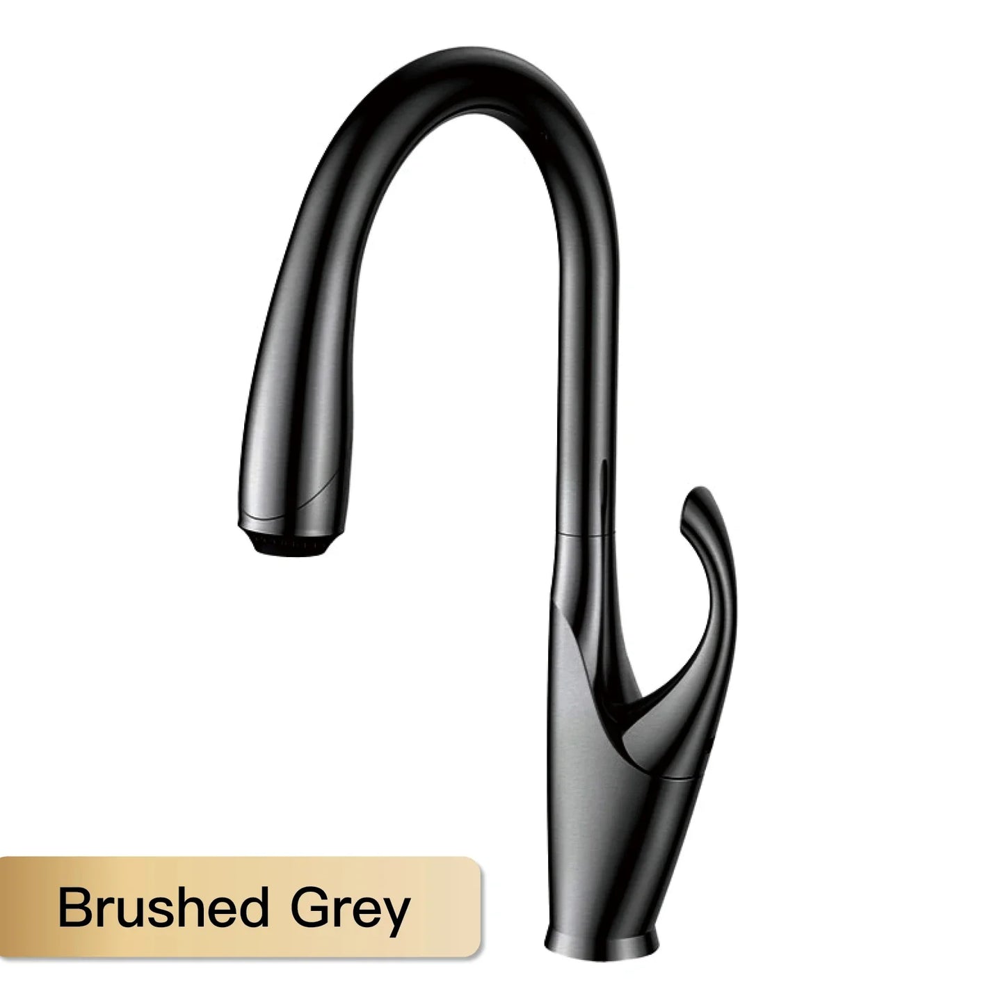 Robinet mitigeur évier cuisine design moderne flexible douchette - Noir / Argenté - Laiton