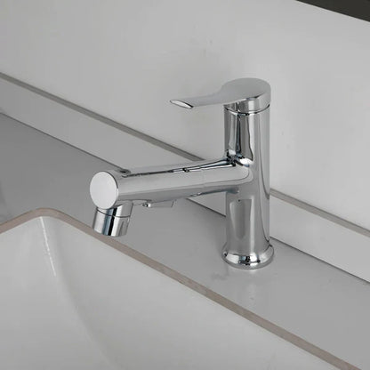 Robinet mitigeur lavabo salle de bain deux jets - Argenté - Laiton