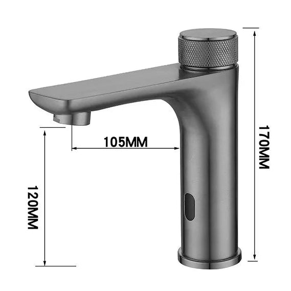 Robinet mitigeur lavabo salle de bain tactile rond - Noir - Laiton