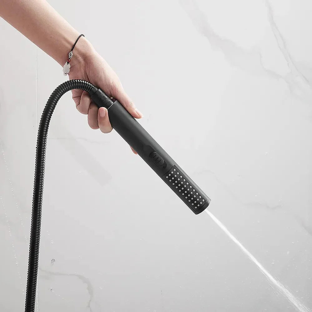 Robinet mitigeur baignoire salle de bain design moderne douchette - Noir - Laiton