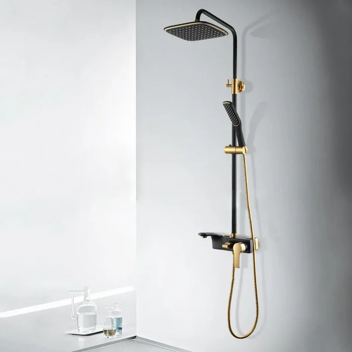 Robinet mitigeur salle de bain baignoire douche - Noir Doré