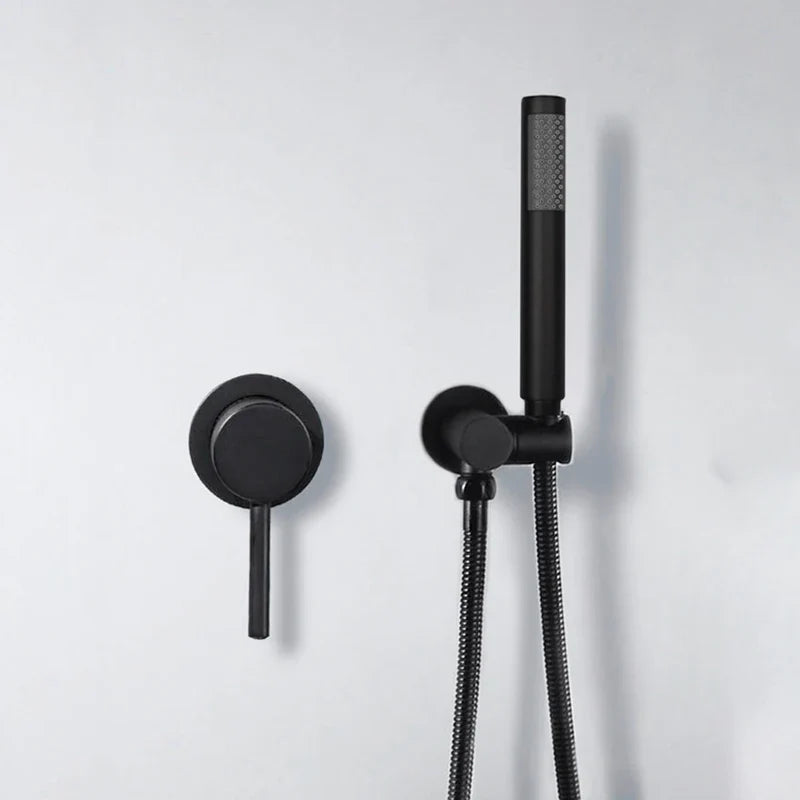 Robinet mitigeur douche salle de bain douchette rond - Noir - Laiton