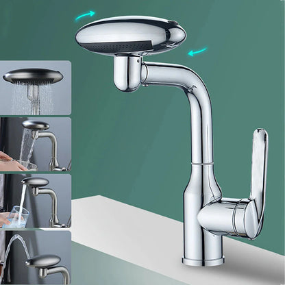 Robinet mitigeur cuisine évier tête rotative fontaine cascade - Argenté