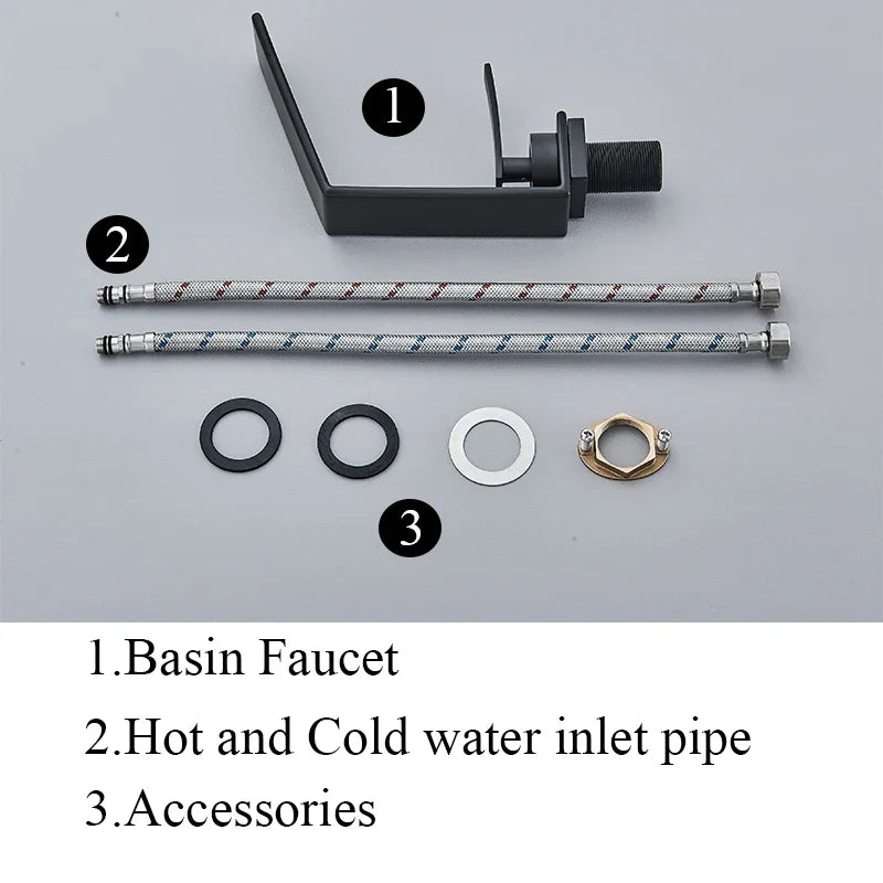 Robinet mitigeur design lavabo salle de bain cascade - Blanc - Laiton