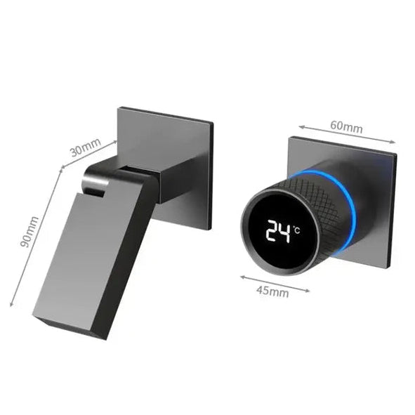 Robinet mitigeur salle de bain lavabo mural encastrable pivotant - Argenté - Laiton