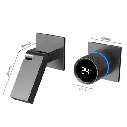 Robinet mitigeur salle de bain lavabo mural encastrable pivotant - Argenté - Laiton