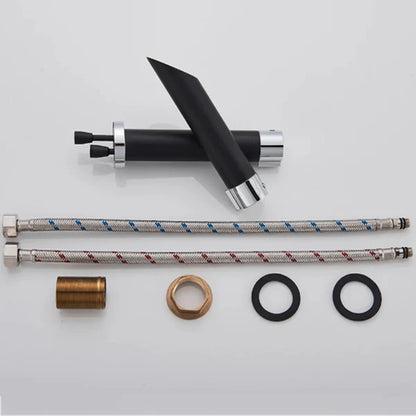 Robinet mitigeur style bambou lavabo salle de bain - Noir - Laiton