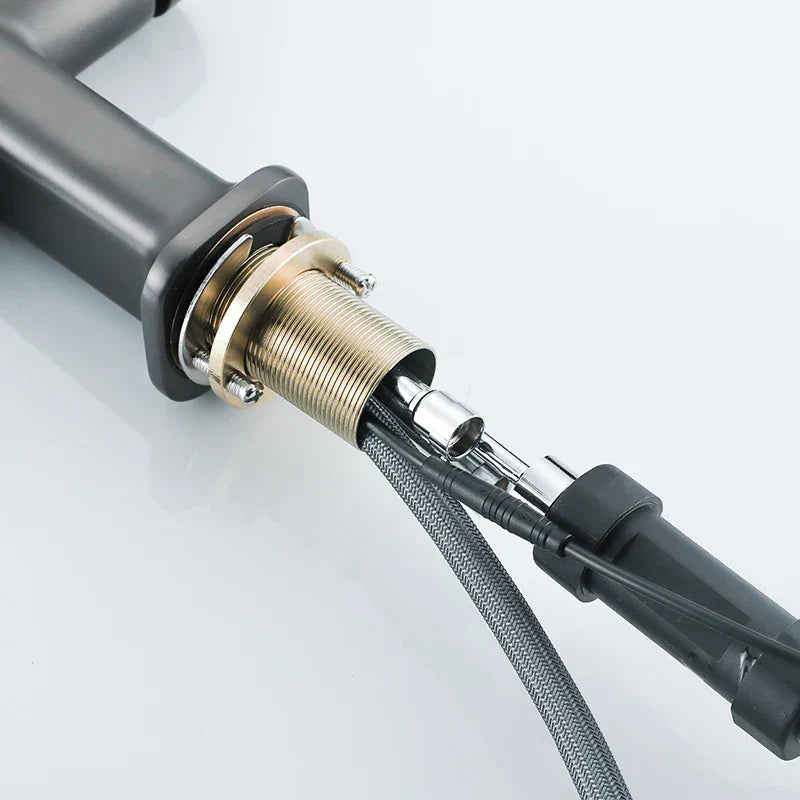 Robinet mitigeur cuisine affichage thermostatique flexible - Argenté - Laiton