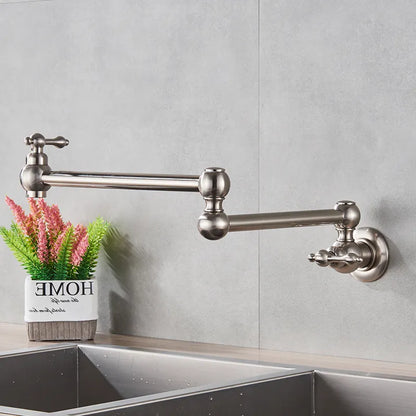 Robinet mitigeur cuisine évier rabattable rétro mural encastrable - Argenté - Laiton (à revoir- img fond gris Argenté Chromé)+img lifestyle