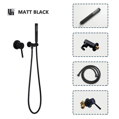 Robinet mitigeur douche salle de bain douchette rond - Noir - Laiton