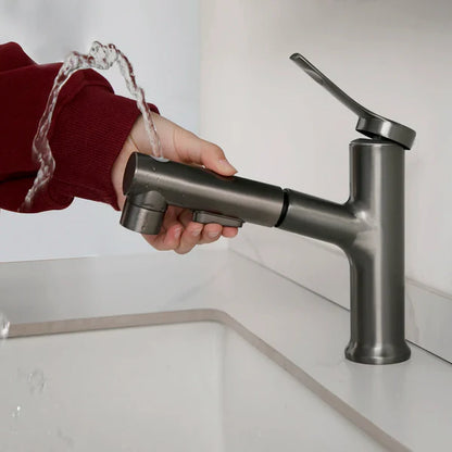 Robinet mitigeur lavabo salle de bain deux jets - Argenté - Laiton