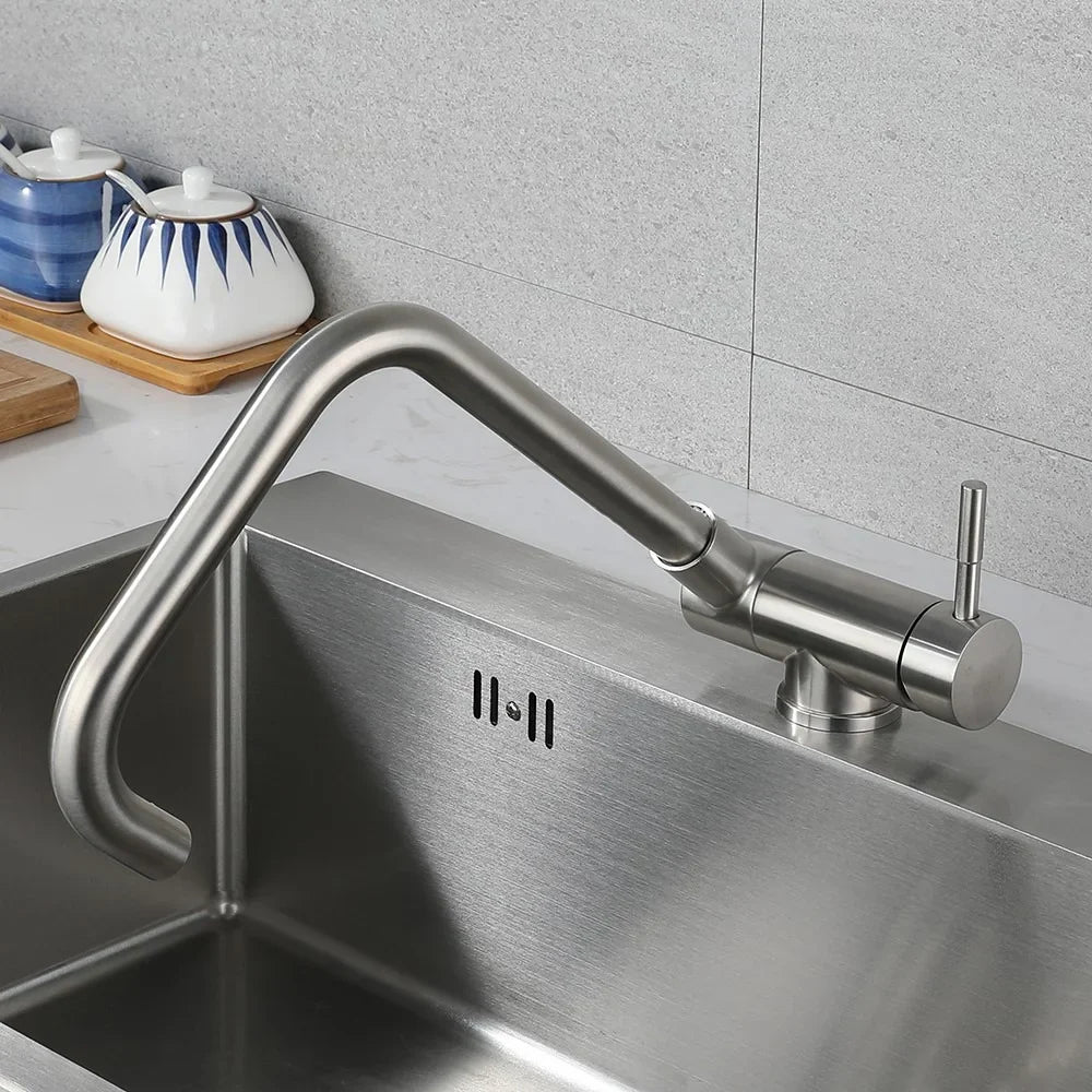 Robinet mitigeur évier cuisine pivotant pliable - Argenté