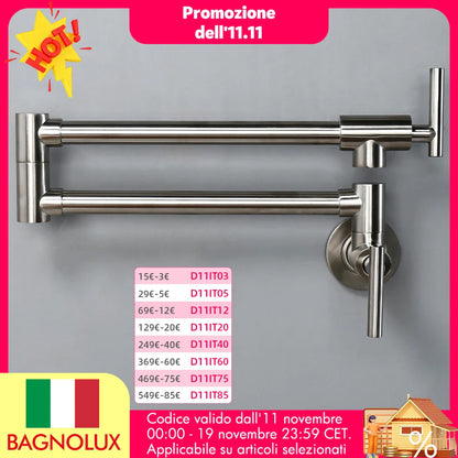 Robinet mitigeur de cuisine rabattable - Noir mat - Laiton