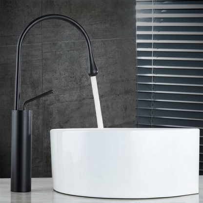 Robinet mitigeur salle de bain lavabo design arrondi goutte - Noir - Laiton