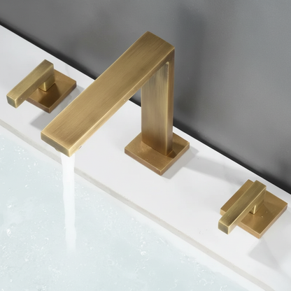 Robinet mitigeur lavabo salle de bain poignées déportées - Doré - Laiton