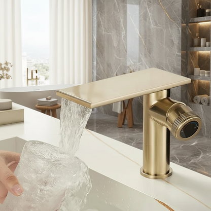 Robinet mitigeur moderne bec plat - Doré - Laiton