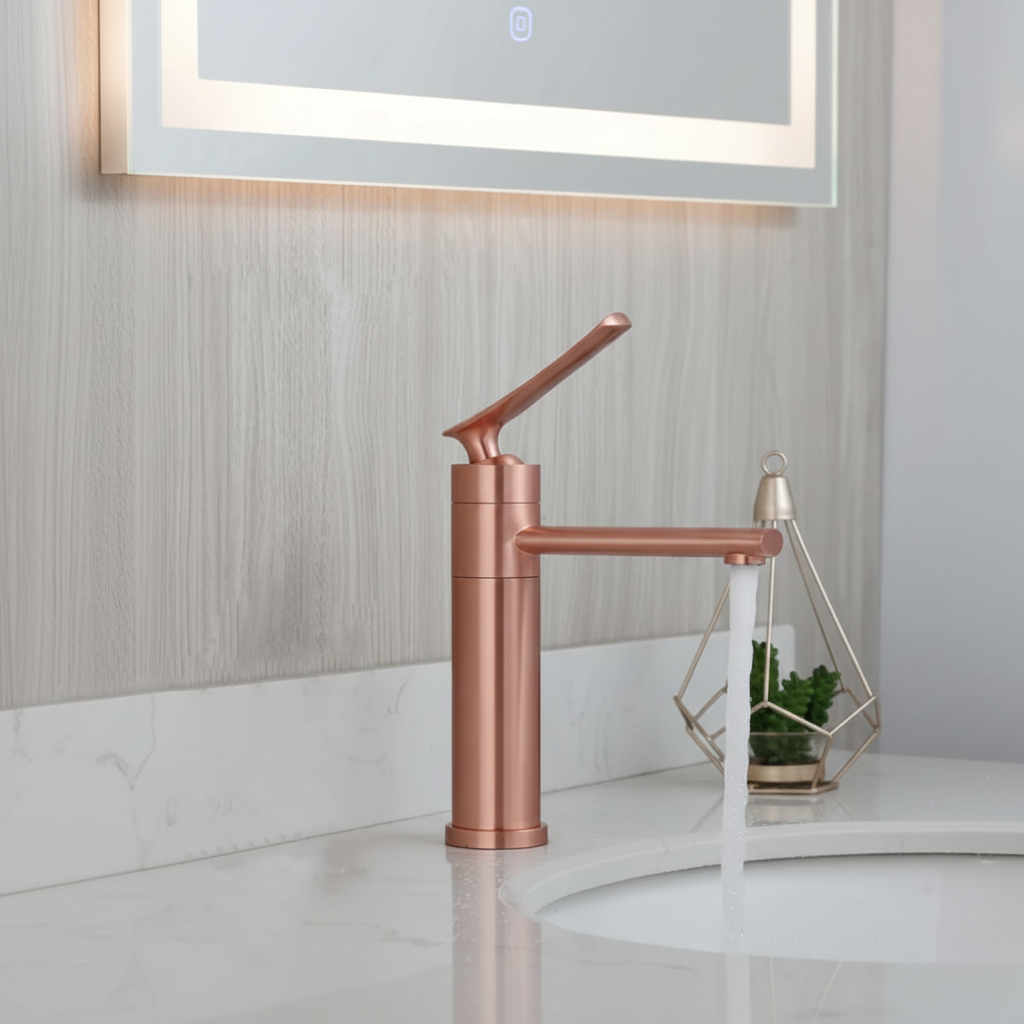 Robinet mitigeur moderne salle de bain lavabo - Doré rose - Laiton