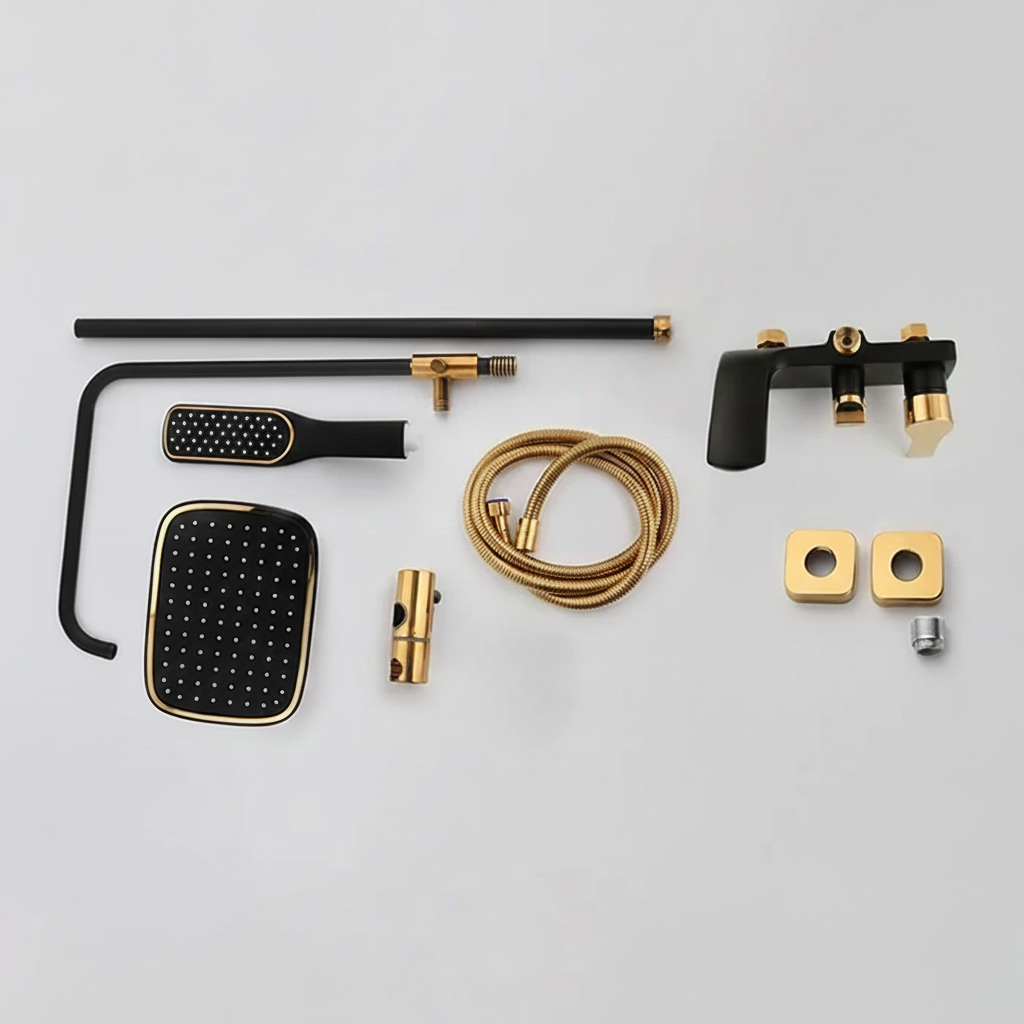 Robinet mitigeur salle de bain baignoire douche - Noir Doré