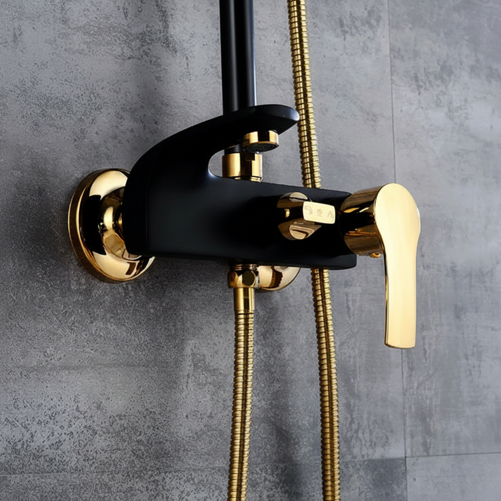 Robinet mitigeur salle de bain baignoire douche - Noir Doré