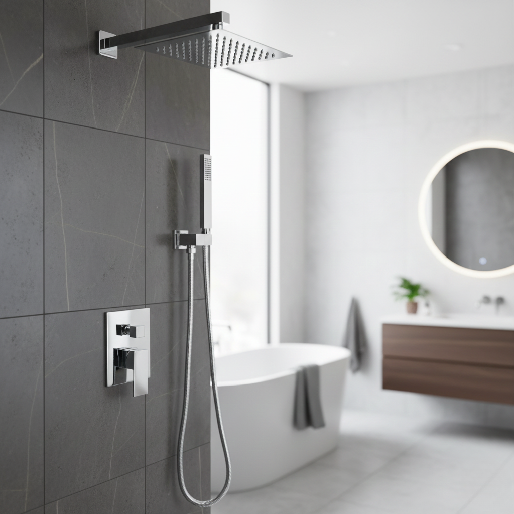 Robinet mitigeur salle de bain colonne de douche douchette - Argenté - Laiton