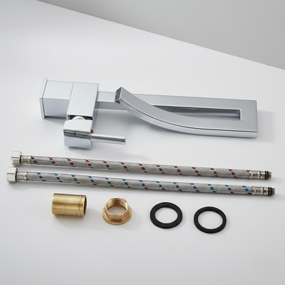 Robinet mitigeur lavabo salle de bain haut design - Argenté - Laiton