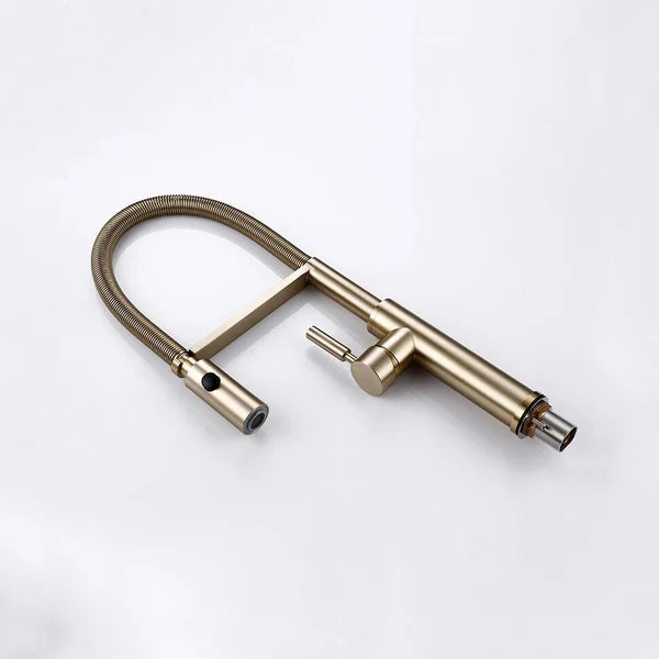 Robinet mitigeur évier cuisine flexible douchette design - Doré - Laiton