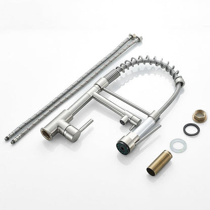 Mitigeur Robinet cuisine avec douchette flexible et bec acier