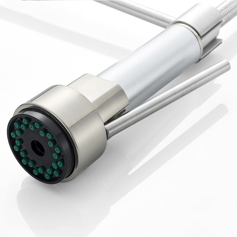 Mitigeur Robinet cuisine avec douchette flexible et bec acier