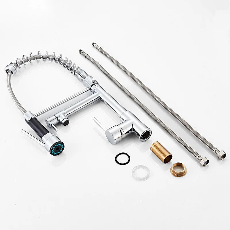 Mitigeur Robinet cuisine avec douchette flexible et bec chromé